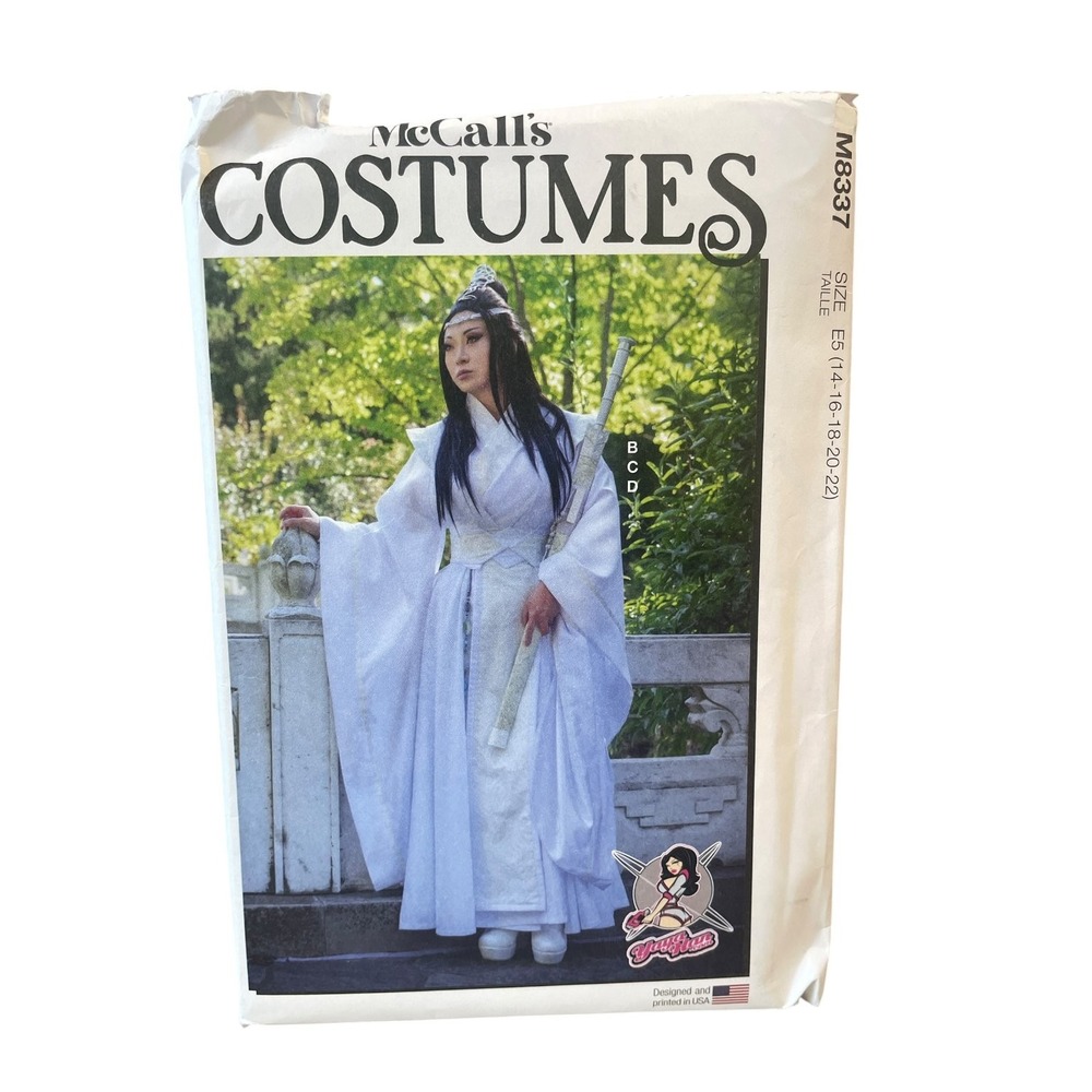 McCall's M8337 Hanfu Outfit Pattern Misses 14-22 White Robe Vest Belt Uncut